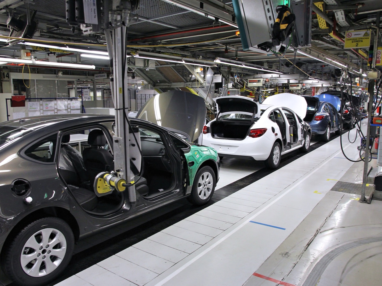 Automotive components on an assembly line